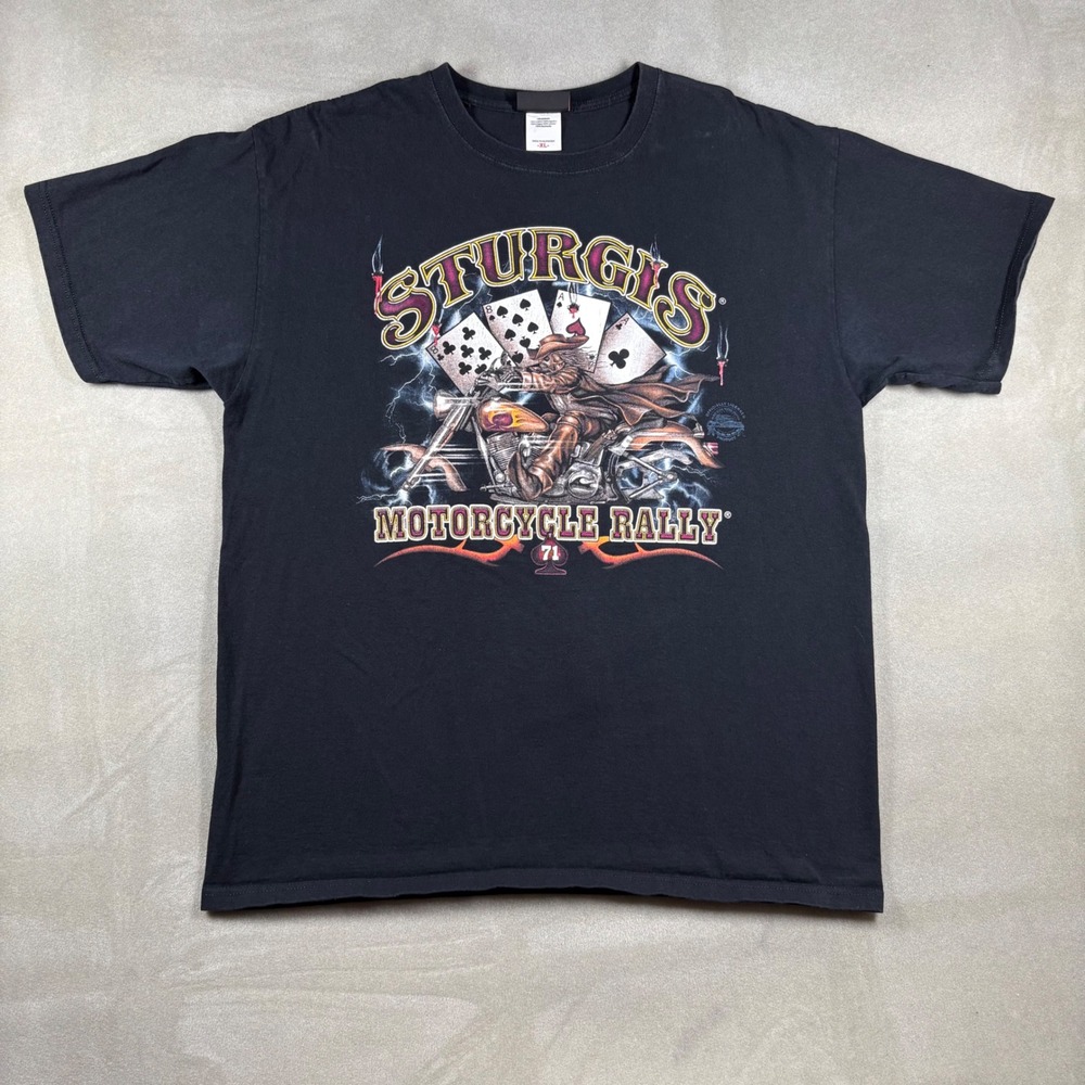 Vintage Sturgis Motorcycle Rally Shirt XL Black Mount Rushmore Y2K Biker Tee